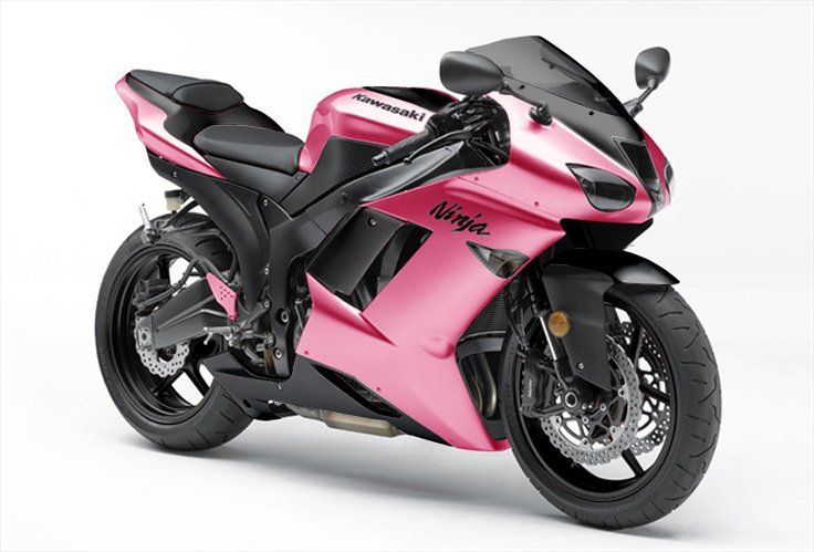 a pink and black motorcycle is shown on a white background