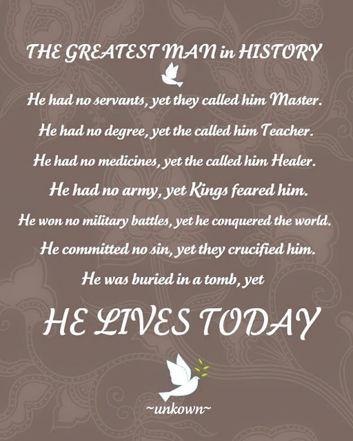 the greatest man in history poem with doves and paisley pattern on brown back ground