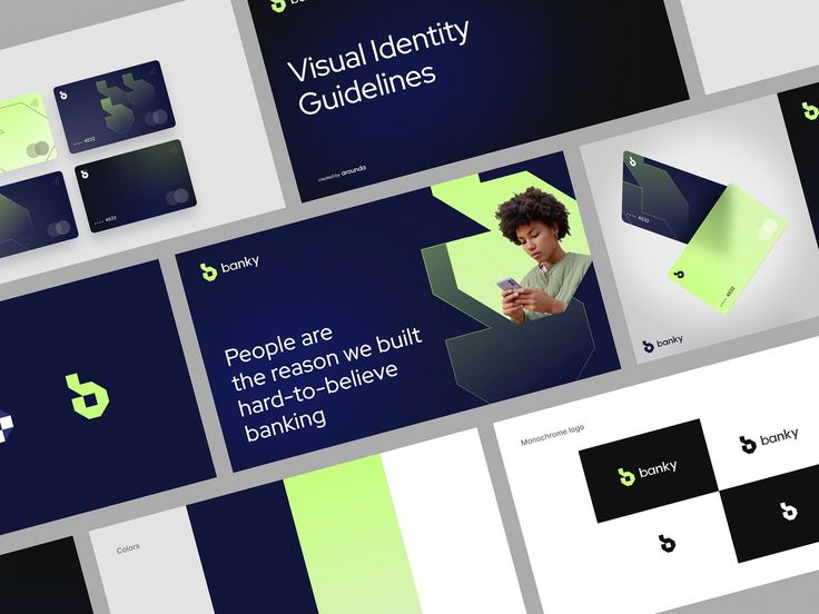 several different types of business cards and brochures with the words visual identity guidelines on them