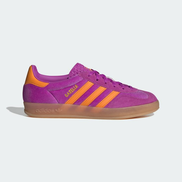 adidas Shop the Gazelle Indoor Shoes - Purple at adidas.com/us! See all the styles and colors of Gazelle Indoor Shoes - Purple at the official adidas online shop. Purple Gazelle, Stucco Interior, Colorful Adidas, Purple Adidas, Adidas Gazelle Indoor, Shoes Purple, Indoor Shoes, Velvet Shoes, Climbing Shoes