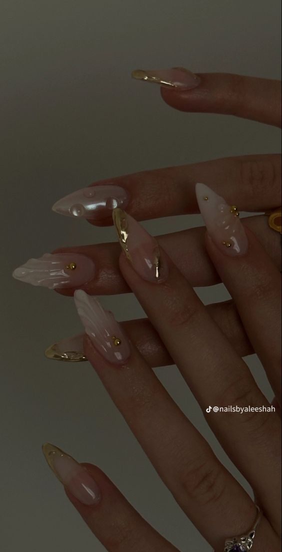 Pearl Nail Designs, Pearl Nail, Nail Designs Ideas, Fourth Of July Nails, Summery Nails, Casual Nails, Classy Acrylic Nails, July Nails, Pearl Nails