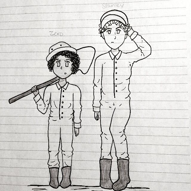 a drawing of two people standing next to each other