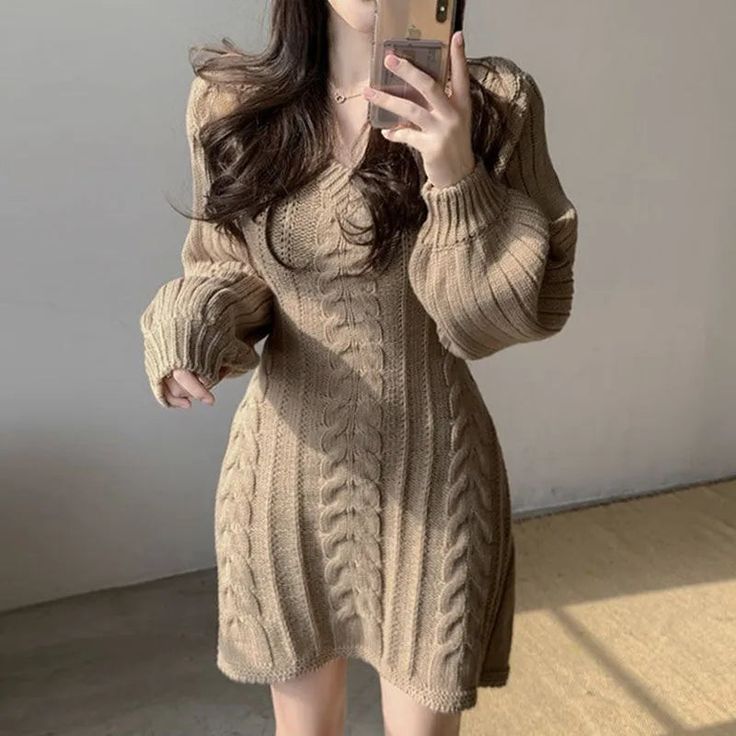 44597648359646 Short Dresses Party, Knitted Sweater Dress, Chic Shirts, Flared Sleeves Top, Long Sleeve Knit Dress, Mini Short, Sweater Dress Women, Dresses Party, Short Mini Dress