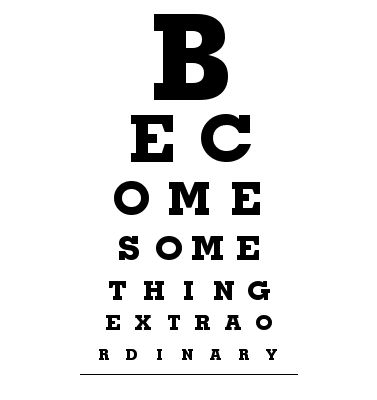 an eye chart with the letters b and c on it, as well as other words