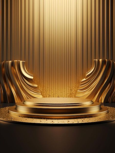 an abstract gold background with a podium in the middle