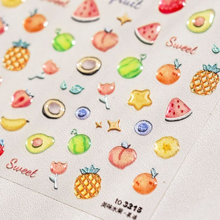 1.05US $ 40% OFF|Jelly Orange Strawberry Watermelon Pineapple Pear Peach Avocado Fruit 5D Relief 3D Self Adhesive Nail Art Sticker Manicure Decal| |   - AliExpress Aliexpress Finds, Avocado Fruit, Nail Art Sticker, Nail Art Stickers, Jelly, Watermelon, Pineapple, Pear, Avocado