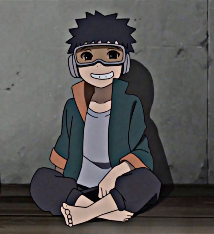 a cartoon character sitting on the floor with headphones in his ears and wearing a mask