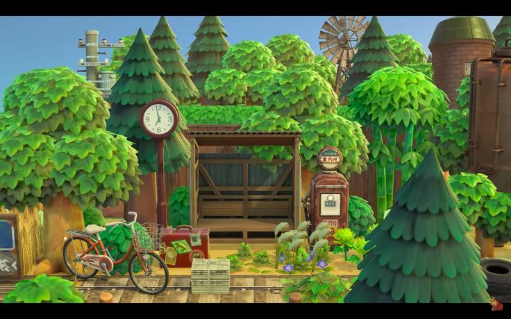 Acnh House Exterior Ideas Forest, Acnh Nooks Cranny Design Ideas Forest, Acnh Retro Transportation Stop, Animal Crossing Camp Site, Acnh Music Area, Ione Animal Crossing Villager, Acnh Bus Stop, Acnh Map Design Layout, Acnh Train Station