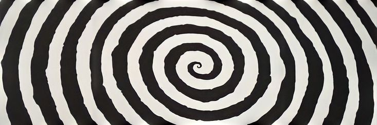 an abstract black and white background with a spiral design on it's center piece