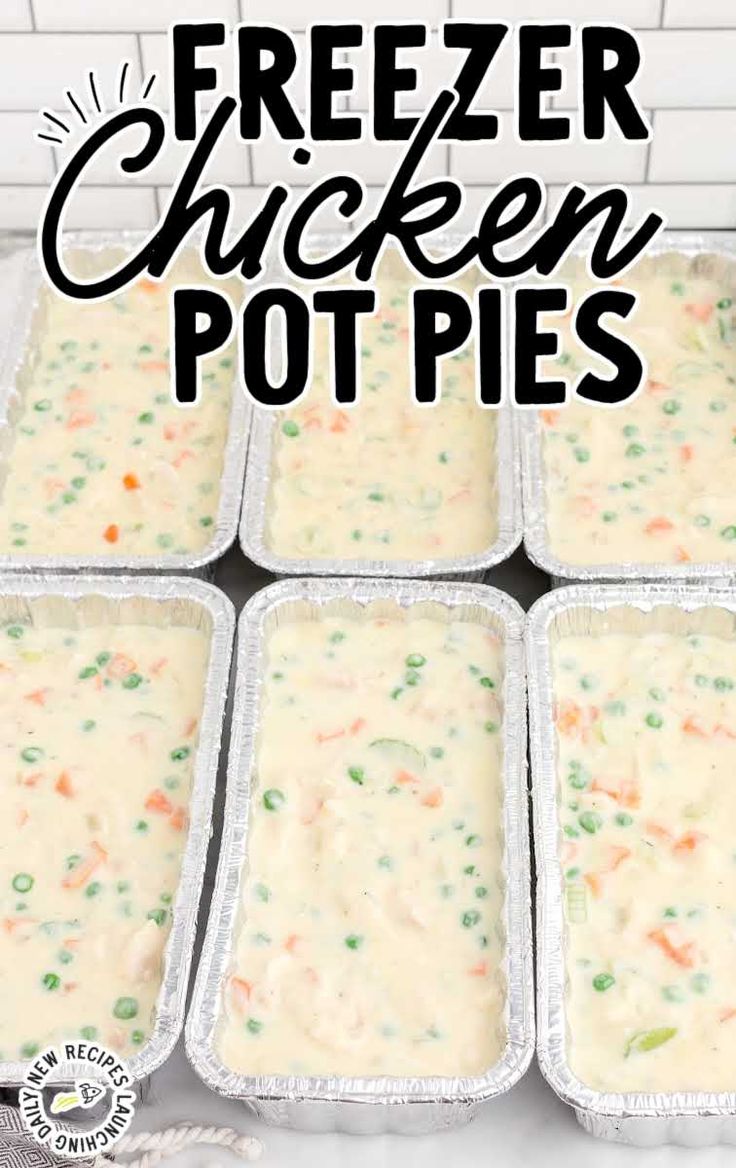 freezer chicken pot pies with text overlay