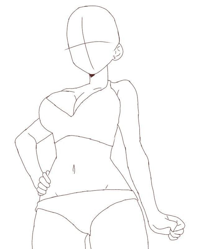 a drawing of a woman's body with her hands on her hips