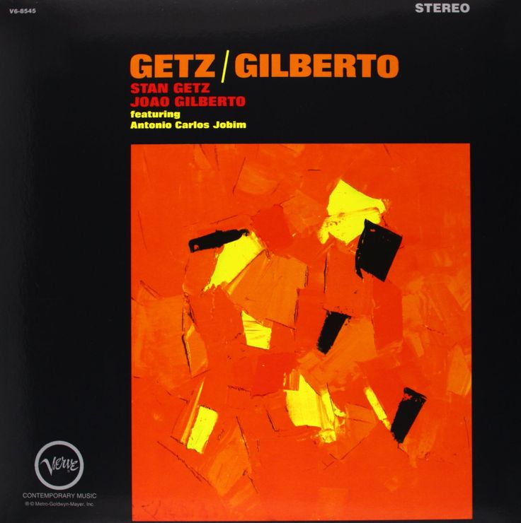 the cover art for getz / guberto's album, featuring an orange background