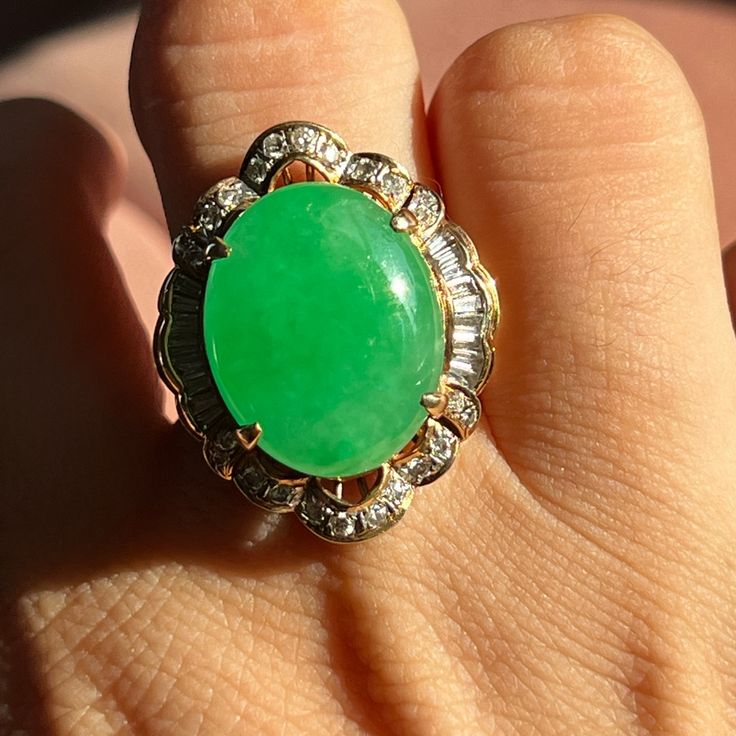 It’s Heavyweight Green Jadeite And Diamond Ring. Please Check Pictured Appraisal,All Information Written In That And It Comes With The Ring. 12.8 Grams It’s Been Appraised In 2014 For 2850$ Since Then Gold And Diamonds,Jadeite Itself Raised In Price Very Much. Ring Is Like New Condition And Was Not Worn Much Ring Color, Womens Jewelry Rings, The Ring, Diamond Ring, Limited Time, 14k Gold, Diamonds, Like New, Women Jewelry