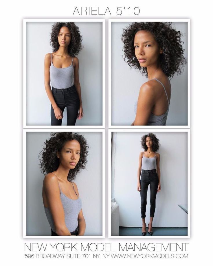 four photos of a woman with curly hair and grey tank top, all in different poses