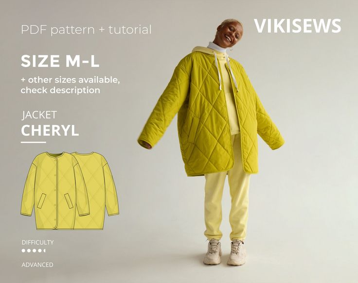 an image of a man in yellow jacket and pants with the text, size xs - s check description