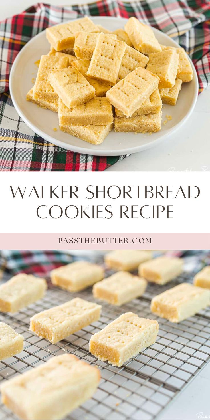 shortbread cookies on a cooling rack with text overlay