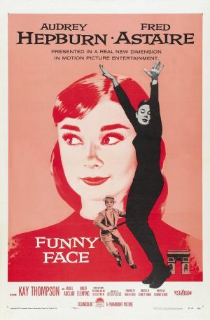 an old movie poster for the film funny face with a woman holding up her arms