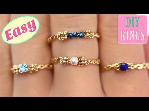 three different types of rings on someone's hand with the words easy diy rings