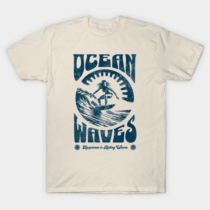 Ride the waves in style! Unique designs that capture the spirit of surfing culture. Perfect for beach lovers and wave rider -- Choose from our vast selection of Crewneck and V-Neck T-Shirts to match with your favorite design to make the perfect graphic T-Shirt. Pick your favorite: Classic, Boxy, Tri-Blend, V-Neck, or Premium. Customize your color! For men and women. Surf Tees Graphics, Ocean Themed Shirts, Casual Short Sleeve T-shirt For Water Sports, Retro Surfing T-shirt For Beach Season, Beach Graphic Crew Neck T-shirt, Casual Short Sleeve Tops For Water Sports, Surfing Graphic Tee With Screen Print, Graphic Surfing T-shirt With Screen Print, Graphic Tee With Screen Print For Surfing