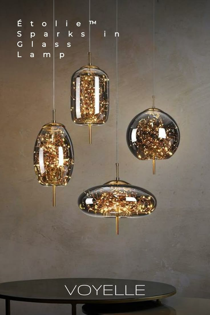 Étolie™ Sparks in Glass Nordic Pendant Lamp - VOYELLE Pendant Light Above Bathtub, Lighting For Bedroom Ceiling, Light Fixtures Pendant, Mixed Metal Light Fixtures, Trending Light Fixtures, Dining Area Lighting Ideas, Kitchen Lights Ideas, Pendant Lights Bedroom, Kitchen Hanging Lights