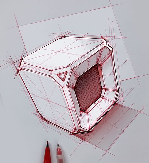 a drawing of a microwave oven sitting on top of a table next to two markers