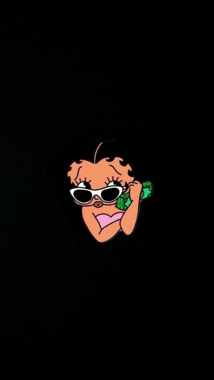 a cartoon character wearing sunglasses and holding a cell phone to his ear in the dark