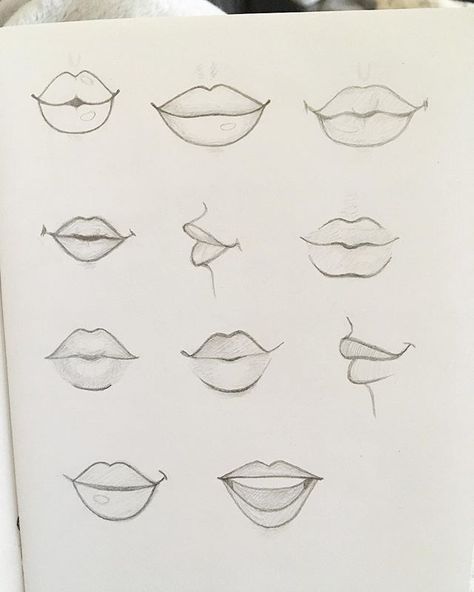 an open book with various lips drawn on it