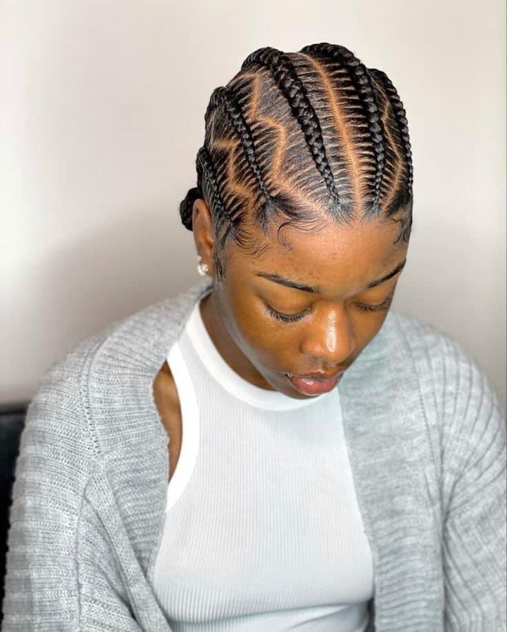 Cornrows Braids For Black Women Natural Hair, Corn Row Styles Natural Hair, Cornrow Designs For Women, Corn Rows Braids Black Women, Feed Ins Braids, Straightback Cornrows Braids, Latest Braids Hairstyles, Latest Braids, Feedin Braids