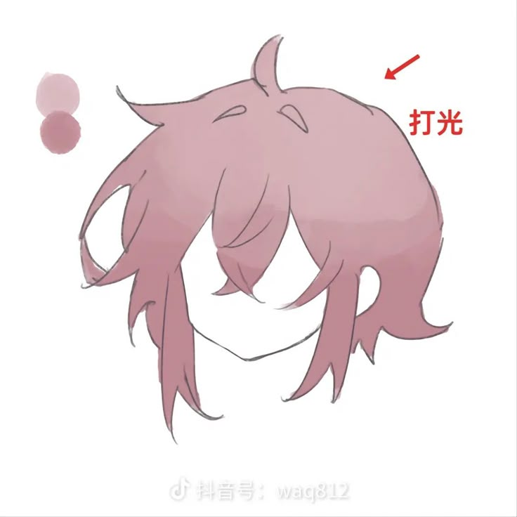 an anime character with pink hair and red eyes, has the words written in chinese