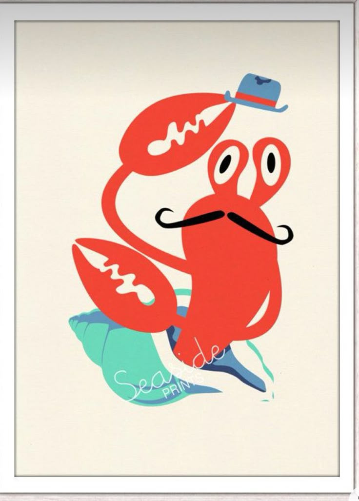 a red octopus with a mustache and hat on it's head is standing in front of a white background