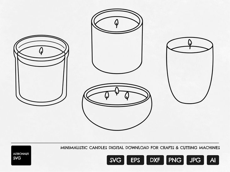 three different types of candles are shown in black and white, with the text'minimalistic candle digital background for crafting machines '