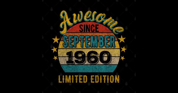 the logo for awesome since september 1960, with stars and rainbows on black background