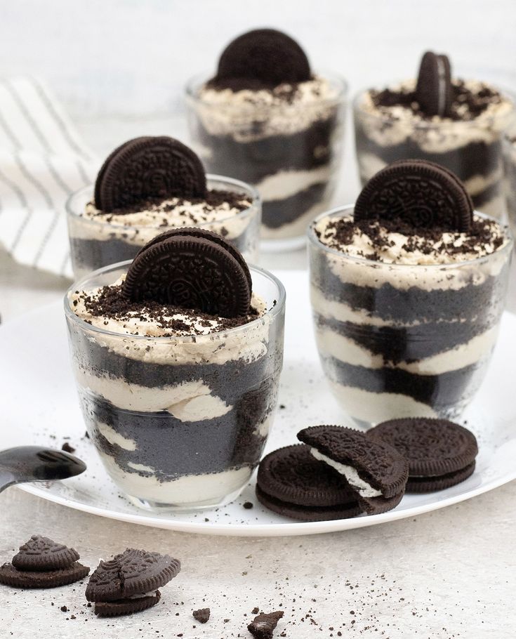 oreo trirami desserts on a white plate