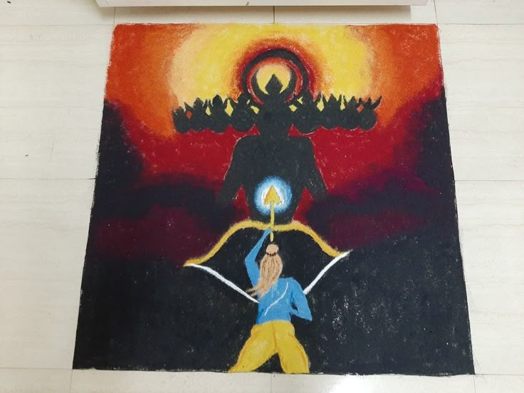 Dasra Rangoli Designs Latest, Rangoli For Dasara, Dasara Rangoli Designs, Dasara Rangoli, Rangoli Competition, Cartoons Rangoli Design, Cartoons Rangoli, Board Decoration Ideas, Rangoli Designs For Competition