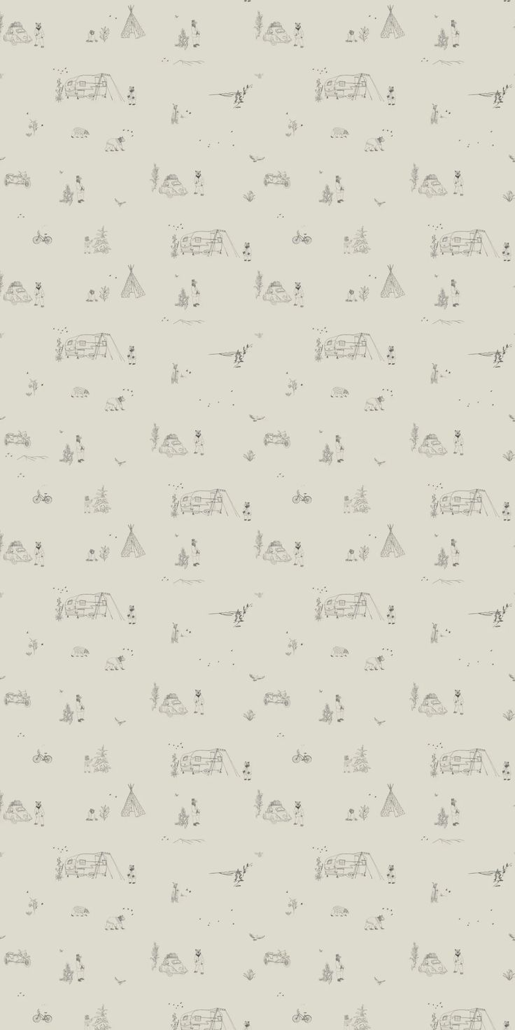 a gray and white wallpaper with small houses