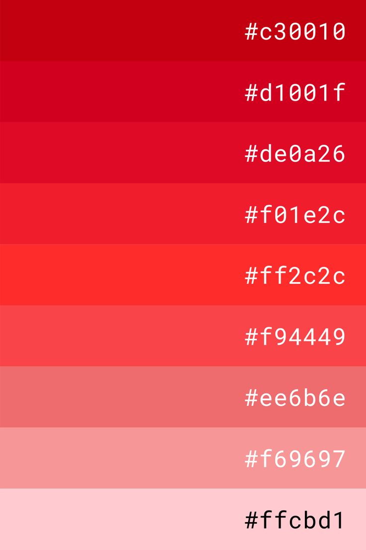 the color picker is showing different shades of red, pink, and oranges