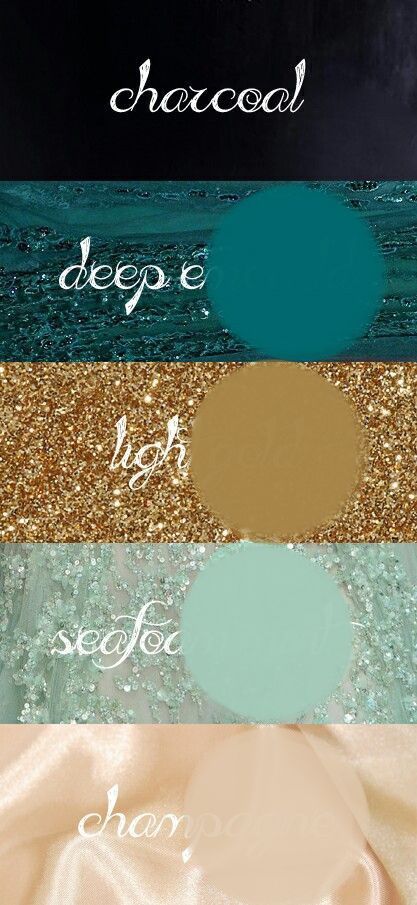 four different shades of blue, green and gold with the words chocolate on them in cursive writing