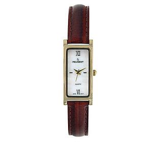 With its slim lines and elegant color palette, this watch exudes an air of utter refinement. The glossy croc-embossed leather strap is pure luxury. From Peugeot. Watch Types, Elegant Color Palette, London Vibes, Brown Leather Strap Watch, 2017 Style, Timeless Watches, Denim And Diamonds, Accessories To Buy, Vintage Watches Women