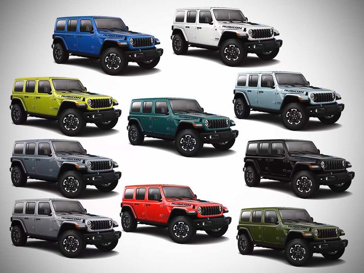 The 2024 Jeep Wrangler Rubicon X 4xe 4-Door isn't just a champion off-roader, it's a head-turner on the road too. With a whopping ten color options to choose from, there's a Wrangler Rubicon X 4xe out there to perfectly match your adventurous spirit. Let's dive into this bold palette and see which hue best reflects your journey. Jeep Wrangler Rubicon 2024, Jeep Rubicon 4 Door, Jeep Wrangler Modified, Jeep Wrangler Colors, Lifted Jeep, Jeep Rubicon, Wrangler Rubicon, Jeep Wrangler Rubicon, Jeep Accessories