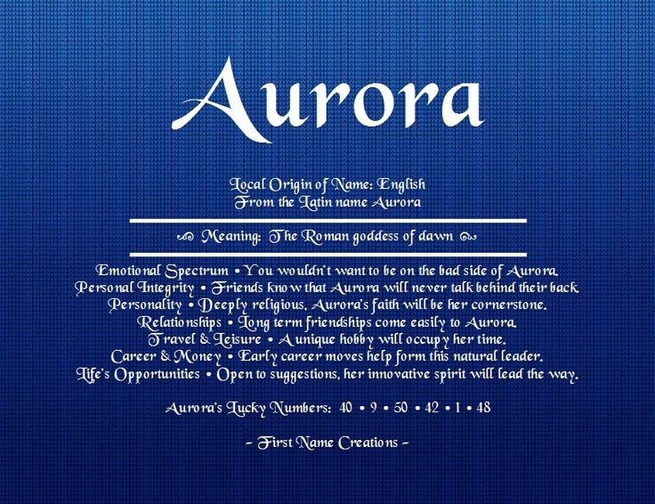 an image of the word aurora written in white on a blue background with other words below it