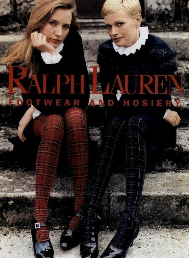 Ralph Lauren Ad Campaigns, Vintage Ralph Lauren Ads, Ralph Lauren Ad, Ralph Lauren Ads, Plaid Tights, Ralph Lauren Looks, Tartan Fashion, Mode Shoes, Tokyo Street Fashion