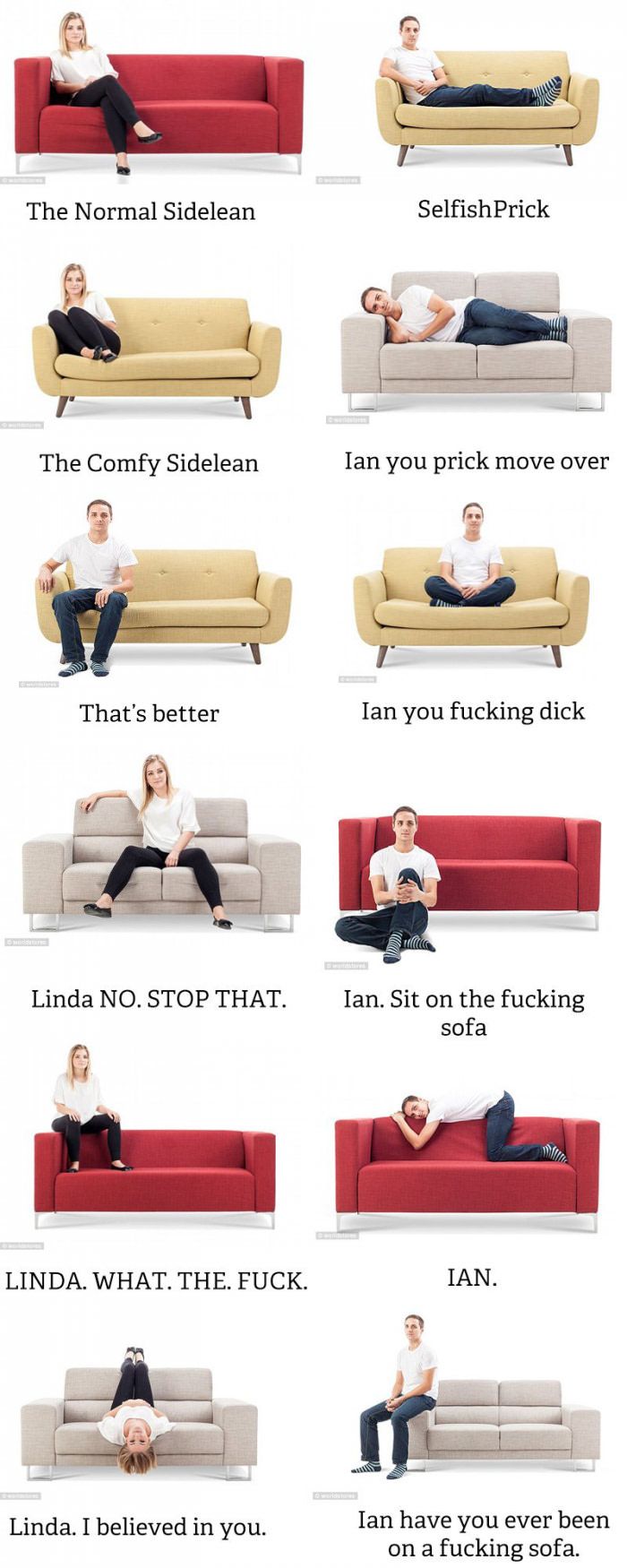 a poster showing different types of couches and how to use them in the living room