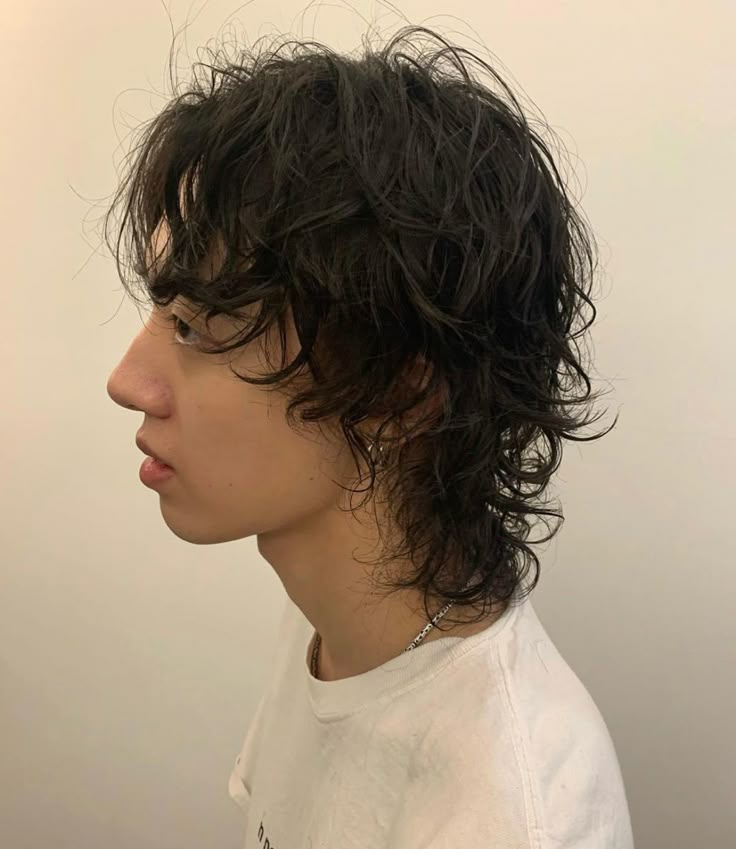 70s Hairstyles Men Long, Men's Wolfcut, Men’s Hairstyle Wolf Cut, Men’s Wolf Cut Hair, Curly Shag Haircut Men, Mens Curly Wolf Cut, Curly Hair Wolf Cut Men, Short Shag Men, Wolfcut Mullet Male