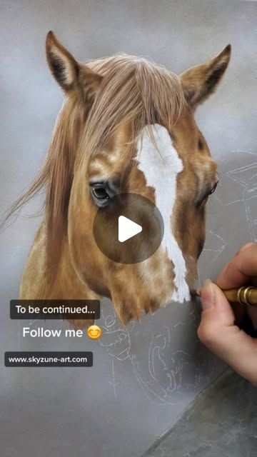 someone is drawing a horse's face on paper