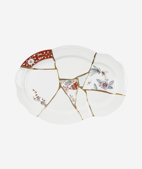 Kintsugi Tray Seletti - BEAM // Design Store Kintsugi Art, Porcelain Tray, Tray Design, Art Japonais, Tableware Collection, Everyday Items, Wabi Sabi, Japanese Art, Gold Accents