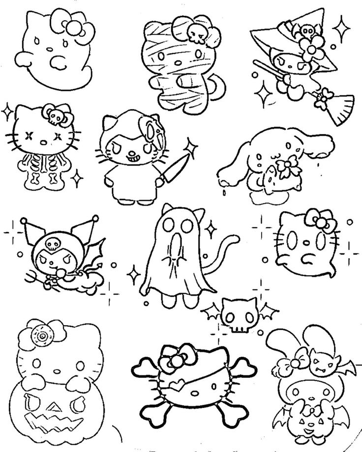 hello kitty coloring pages for kids to print out and color with the characters on them