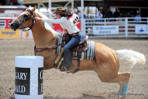 a woman riding on the back of a brown horse