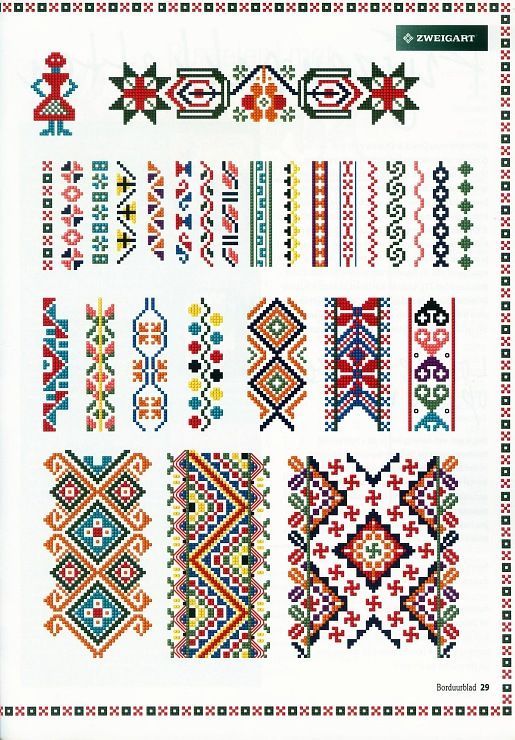 cross stitch patterns in different colors and sizes