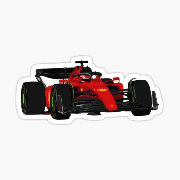 a red race car sticker on a white background