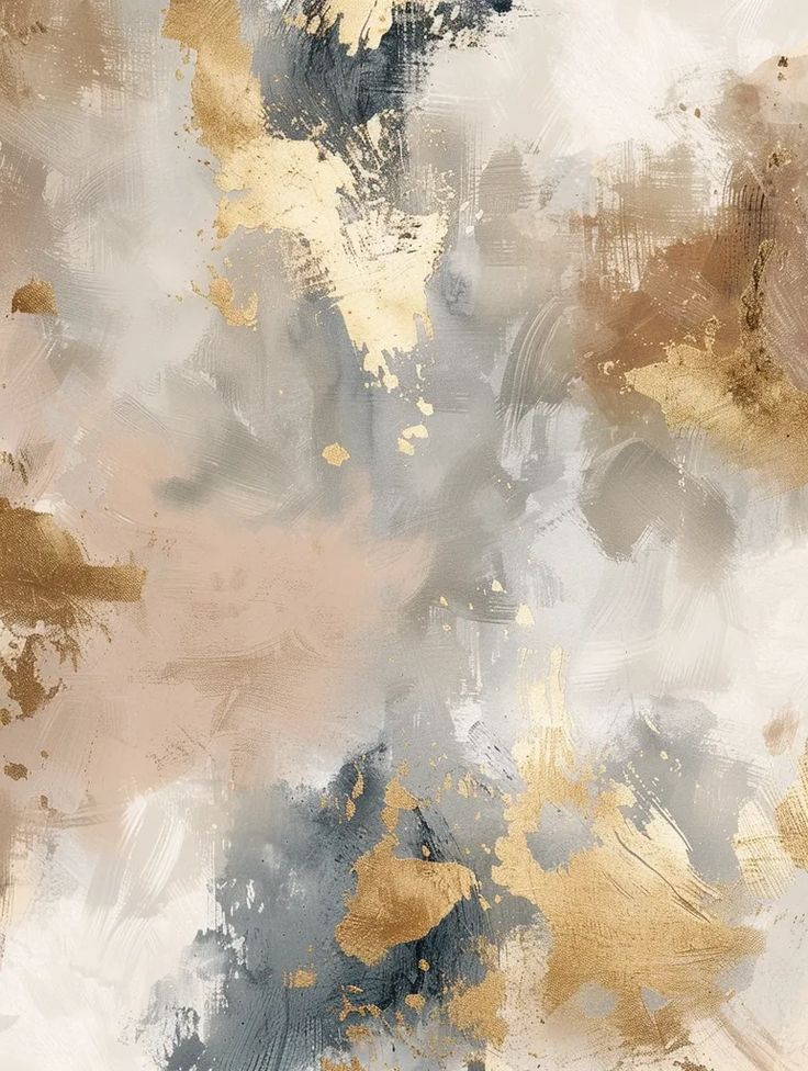 an abstract painting with gold and grey colors